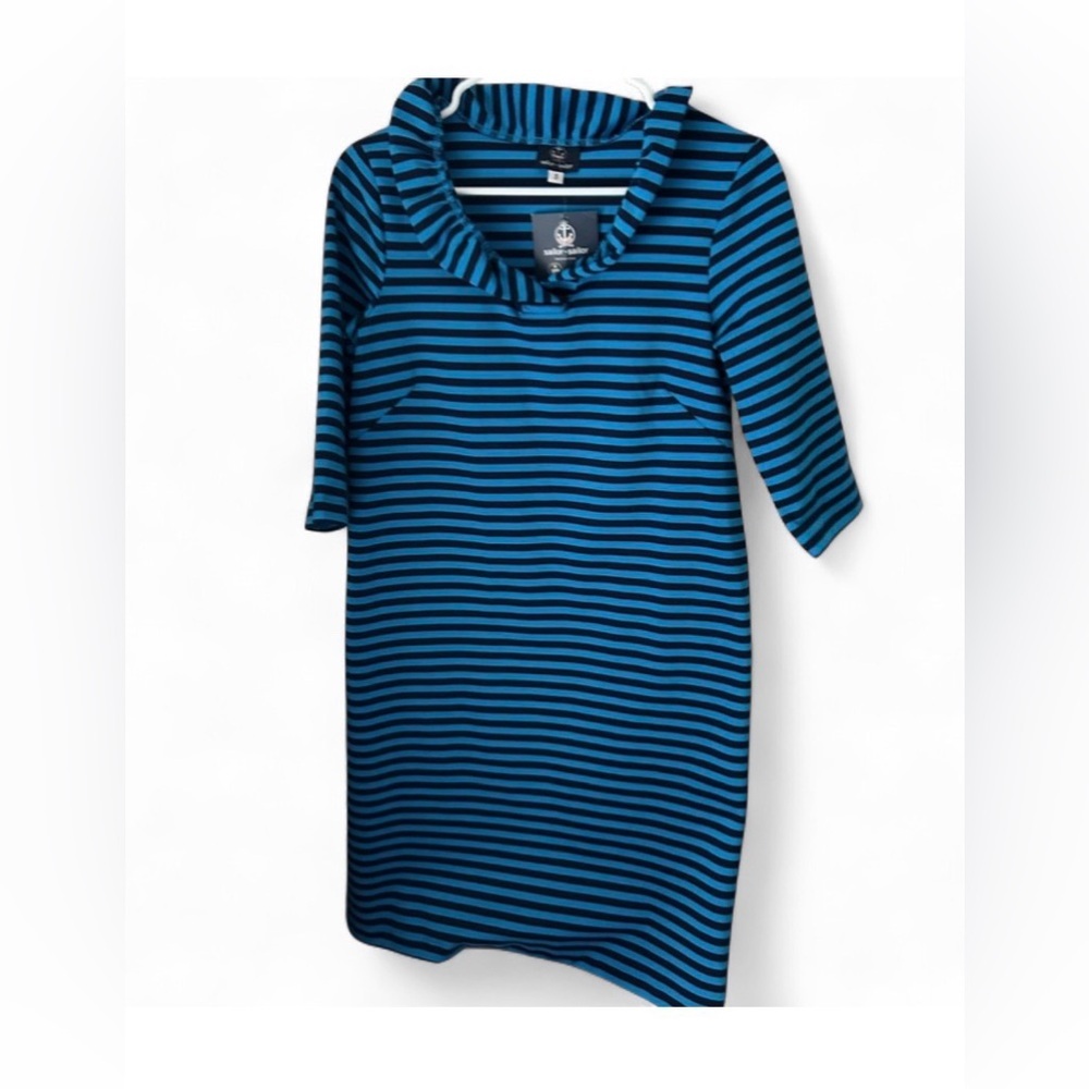Sailor-Sailor 3/4 Bridget Navy/Azure Striped Dress Small NWT
